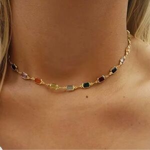 Multicolor Gemstone Choker Necklace Rainbow Choker